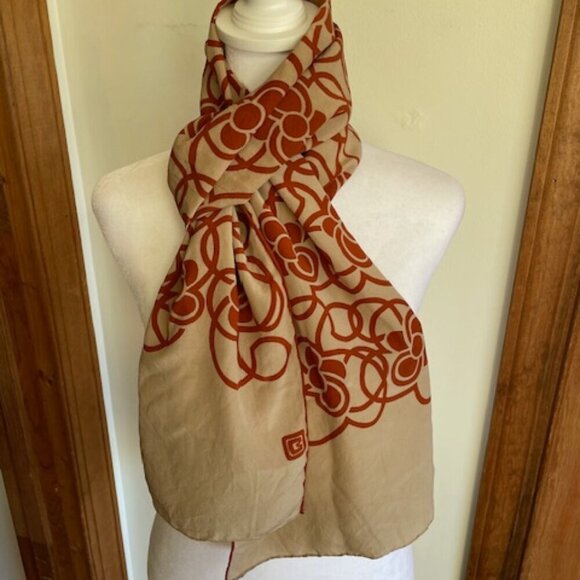 The Halle Bros Co Accessories - ITALIAN Halle Bros Co Vintage Oblong Scarf Tan Orange